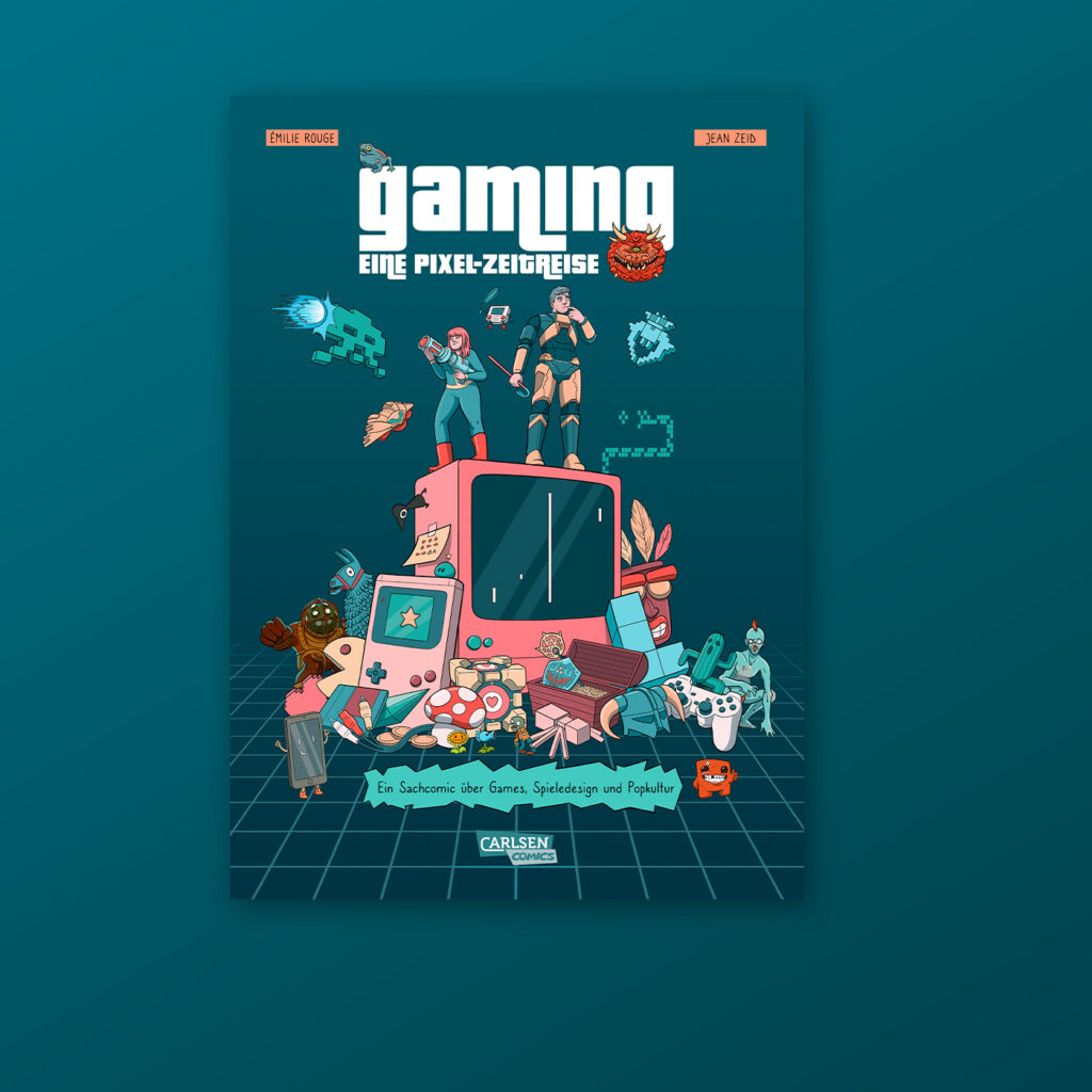 Buchcover "Gaming: Eine Pixel-Zeitreise" von Émilie Rouge und Jean Zeid